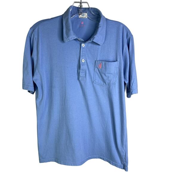 Johnnie-O Polo Shirt Boys 14 Baby Blue Hangin' Out Short Sleeve Pink Surfer Logo - Picture 1 of 10